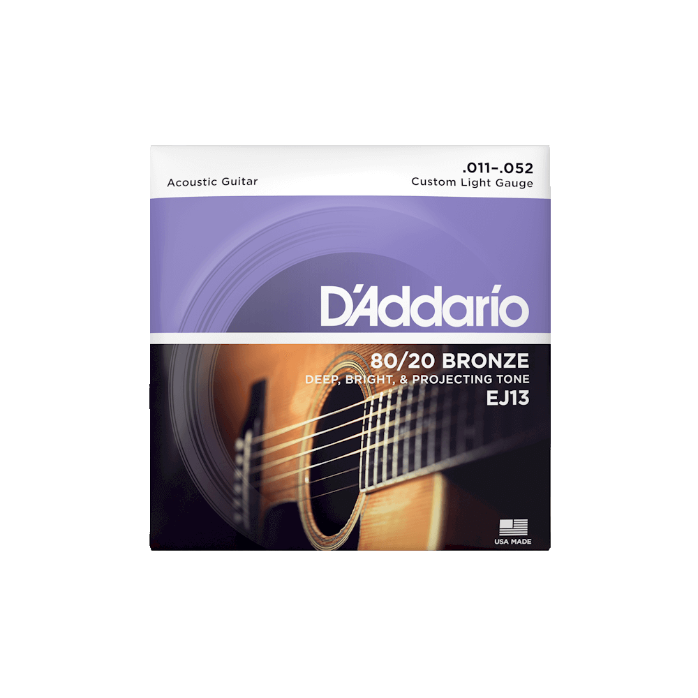 Струни для акустичної гітари D'ADDARIO EJ13 80/20 BRONZE CUSTOM LIGHT (11-52), фото 1