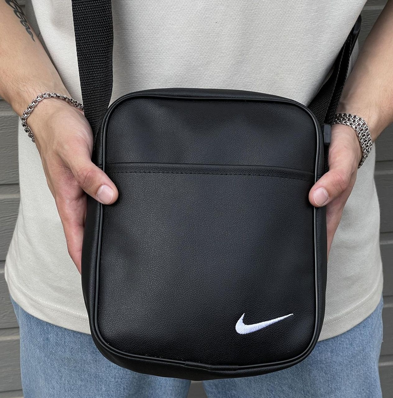 Чоловіча сумка через плече Nike шкіряна барсетка (сумка месенджер). Чоловічі спортивная сумка