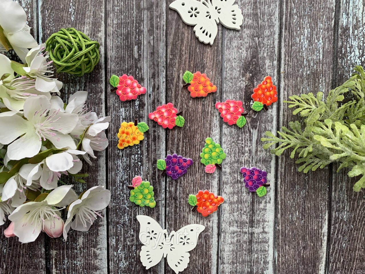 Кабошон "Виноград" 2 х 2.2 см, 20 шт/уп. оптом, фото 1