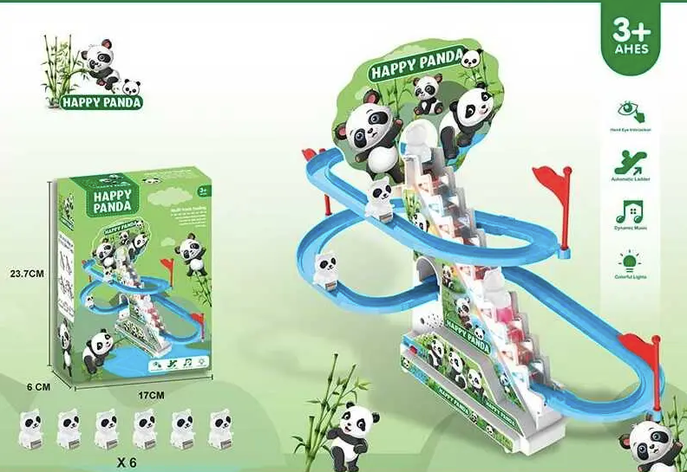 Музична іграшка-трек пандочки на гірці 3308 "Happy Panda", білий з синім, фото 1