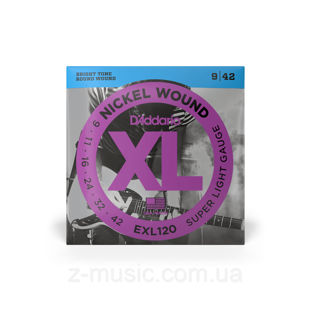 Струни до електрогітари D'ADDARIO EXL120 XL NICKEL WOUND SUPER LIGHT (09-42), фото 1
