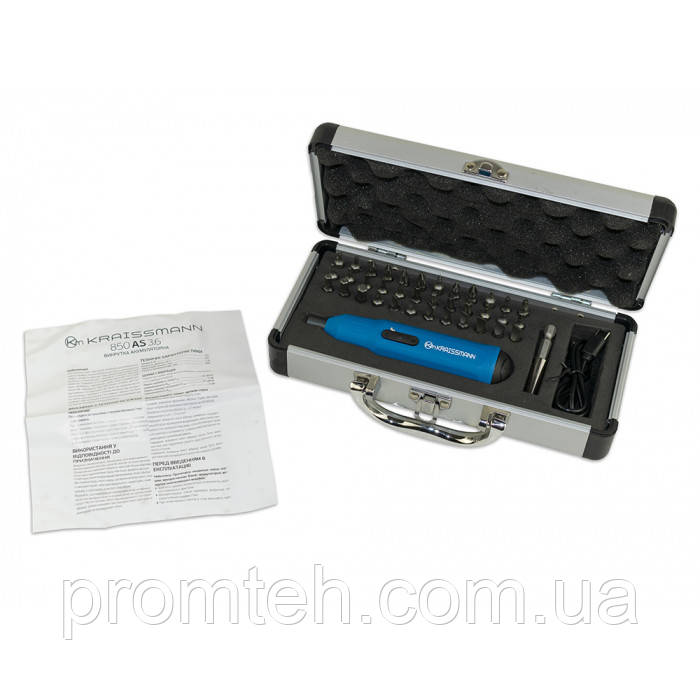 Викрутка акумуляторна KRAISSMANN 850 AS 3.6 (алюмінієвий кейс з набором насадок), фото 1