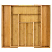 Розсувний лоток-органайзер Supretto для столових приладів з бамбука (7899)