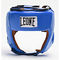 Боксерский шлем для соревнований кожаный Leone Contest Blue L синий