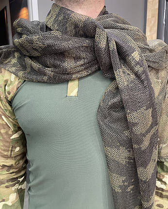 Снайперська сітка військова тактична, камуфляж, 1,4 м х 1,8 м, чоловіча головна хустка, літній шарф у сітку прямокутний, фото 3