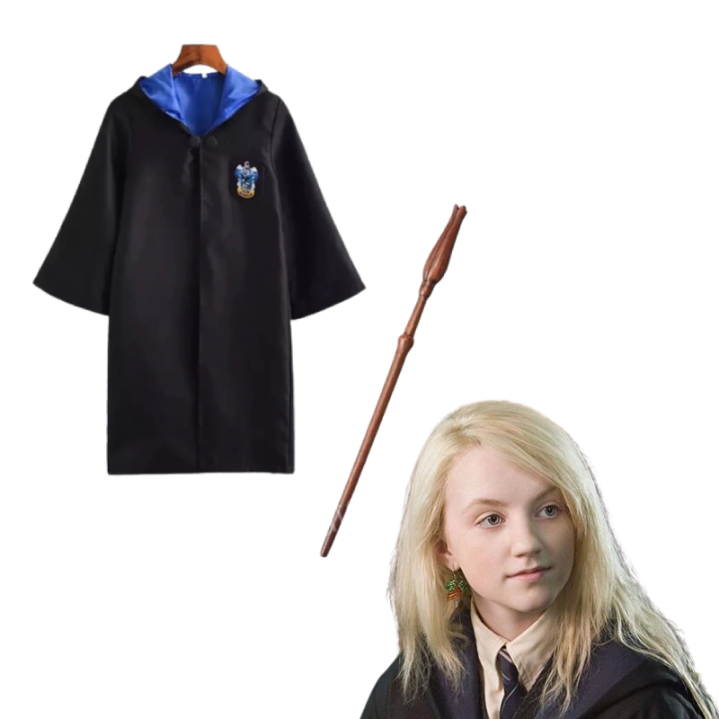 Набір Полумни Лавгуд 2 в 1: Плащ-мантія Когтевран + Чарівна Паличка | Косплей Harry Potter Cosplay, фото 1