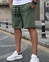 Мужские шорты хаки базовые трикотажные на лето спортивные | Бриджи короткие повседневные (Bon)