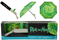 Компактный Зонт Рик и Морти с ручкой в форме пистолета Portal Gun Umbrella Rick and Morty MST RM Umb