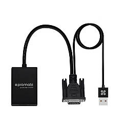 Перехідник Promate ProLink-V2H HDMI - VGA + USB Black (proLink-v2h.black)