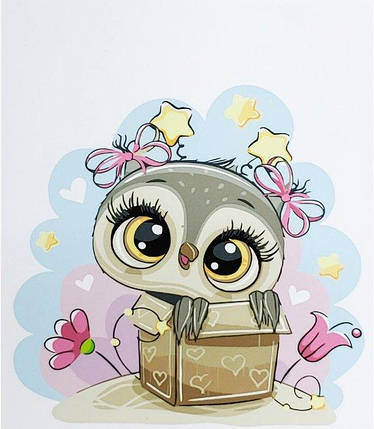 Рукітвор Картина за номерами (SR-SS6670) Маленька дівчинка сова, 30 х 40 см, Strateg, фото 1