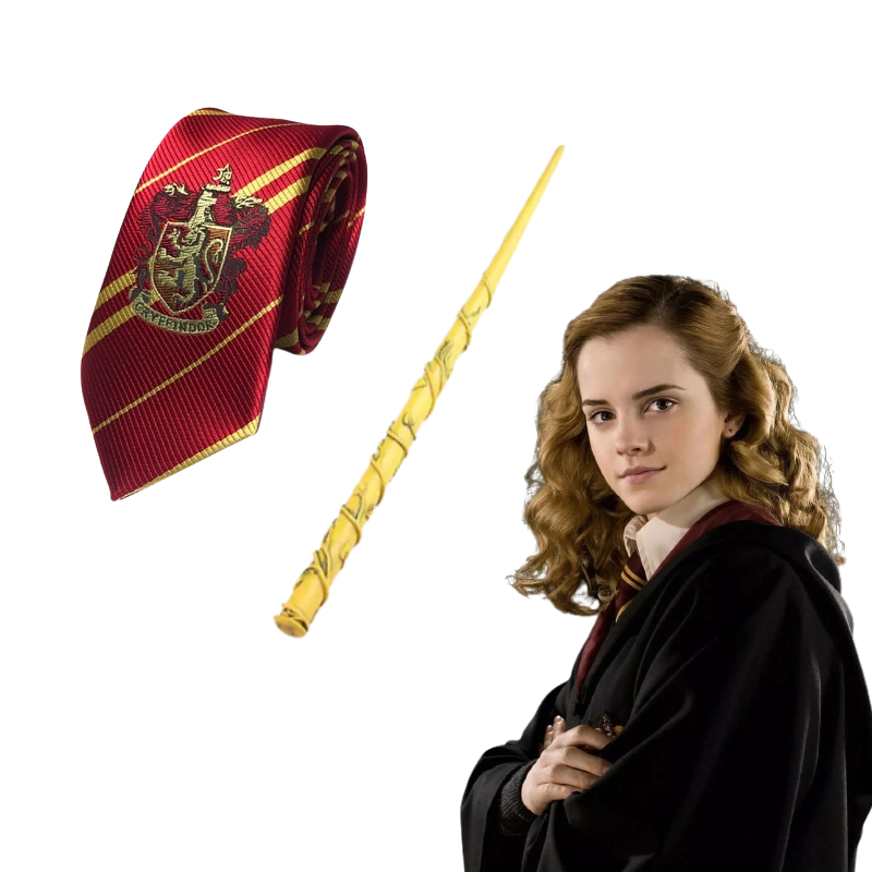 Набір Герміони Грейнджер 2 в 1: Краватка Грифіндор + Чарівна паличка | Косплей Harry Potter Cosplay, фото 1