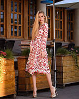 Весеннее летнее платье на запах с длинным рукавом женское платье ниже колен с поясом принт листья