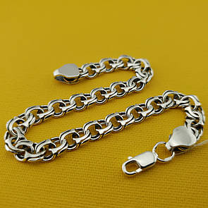 Чоловічий срібний браслет бісмарк. Чорнений браслет на руку ширина ланки 7 мм. Срібло 925. Довжина 19 см