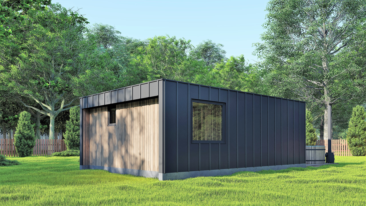 Модульная баня 4,0х2,75м с панорамным окном Gartensauna-23 от Thermowood Production