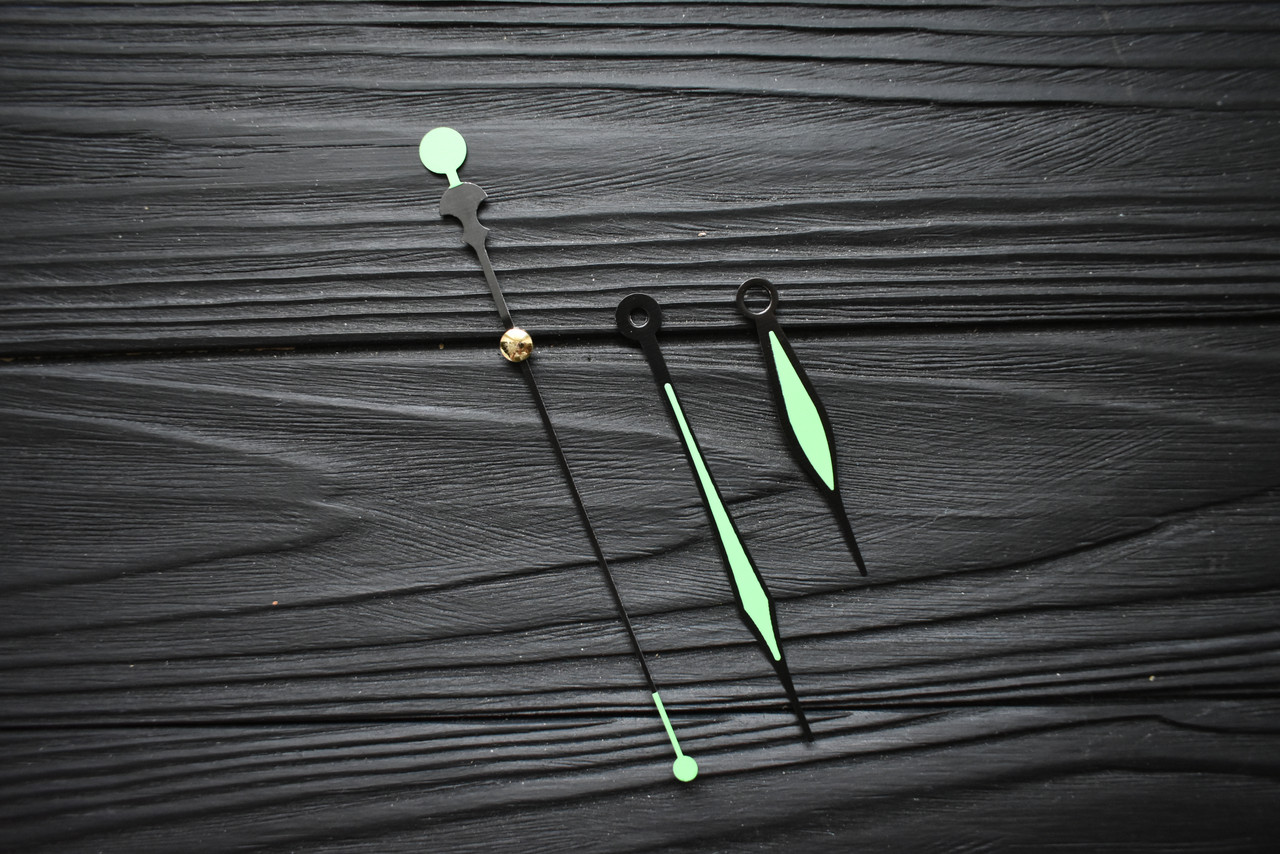 Годинникові стрілки для настінного годинника, чорний і зелений колір, 10 см, фото 1