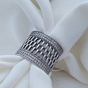 Перстень срібний жіночий з фіанітами широкий