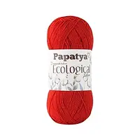 PAPATYA ECOLOGICAL Cotton (Папатья Эколожикал Коттон) № 401 красный (Пряжа 100% хлопок, нитки для вязания)