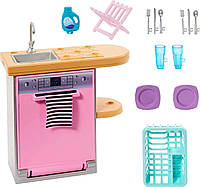 Игровой набор Барби Кухня с мойкой и Посудомоечная машина Barbie Doll House Decor Kitchen Set with Dishwasher