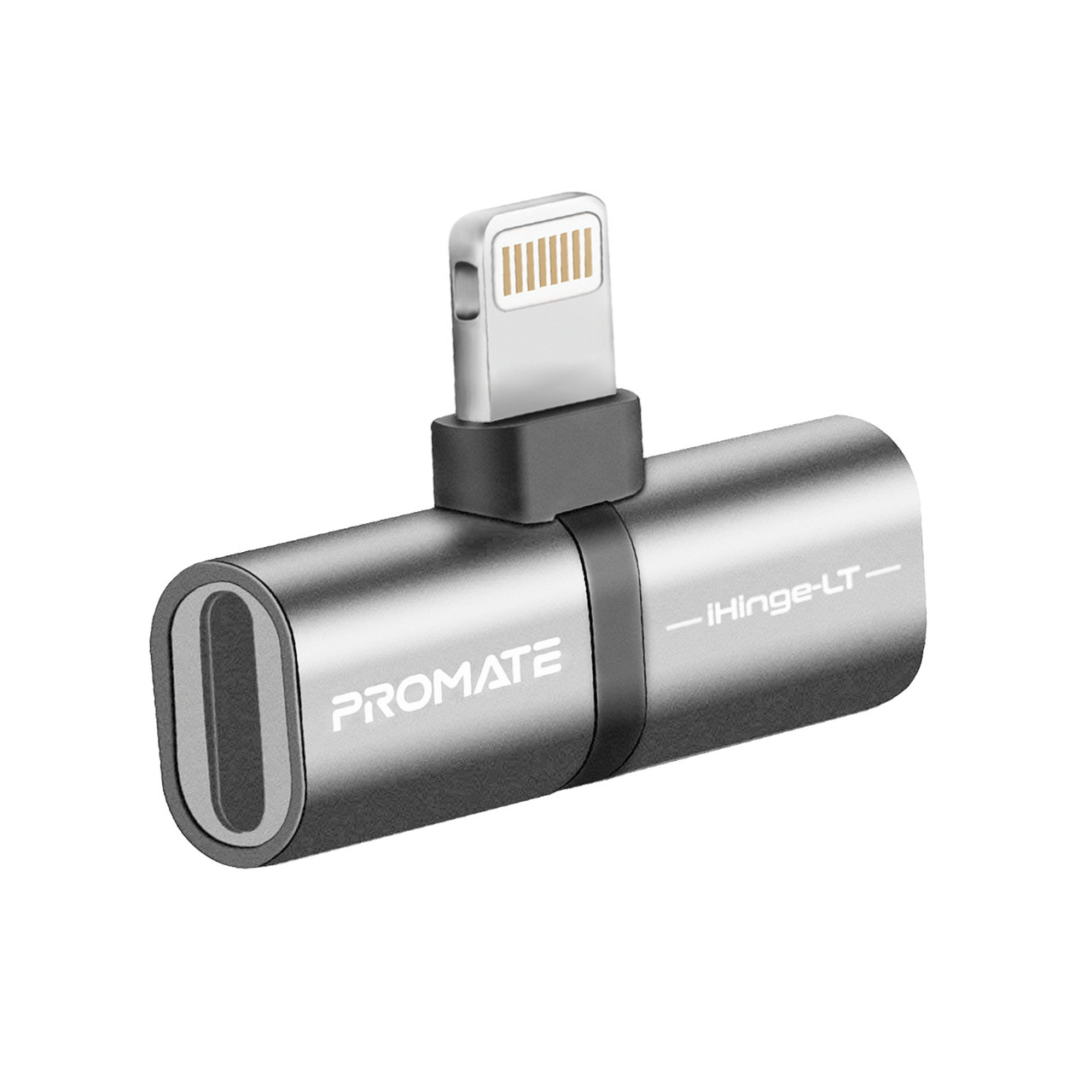 Перехідник Promate iHinge 2 в 1 Lightning to Lightning Audio & Sync/Charge Grey (ihinge-lt.grey)