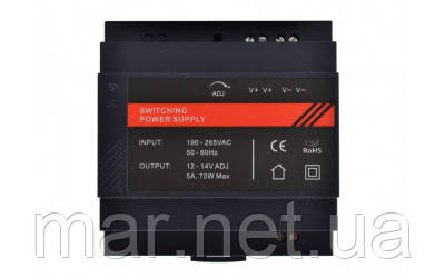 Імпульсний блок живлення 12В/5A на DIN-рейку FoxGate PS-1205-02-DIN, фото 1
