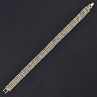 Браслет жіночий на руку золотиста доріжка каменів 5 рядів довжина 20 см ширина 10 мм бензиновий відтінок