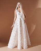 Вечернее (свадебное) платье длинное Ткань премиум класса сетка - неопрен с вышивкой Размеры 42-44 44-46