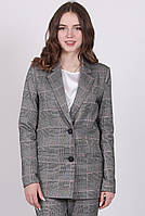 Піджак подовжений жіночий темно-сірий карта костюмна тканина подовжена Актуаль 029, 42