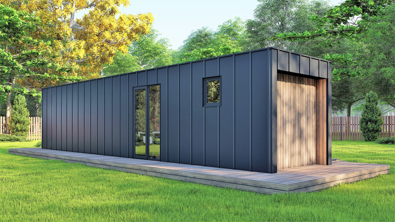 Модульная баня 4,0х2,75м с панорамным окном Gartensauna-23 от Thermowood Production
