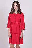 Платье женское красный однотонный на пуговицах софт мини Актуаль 074, 46