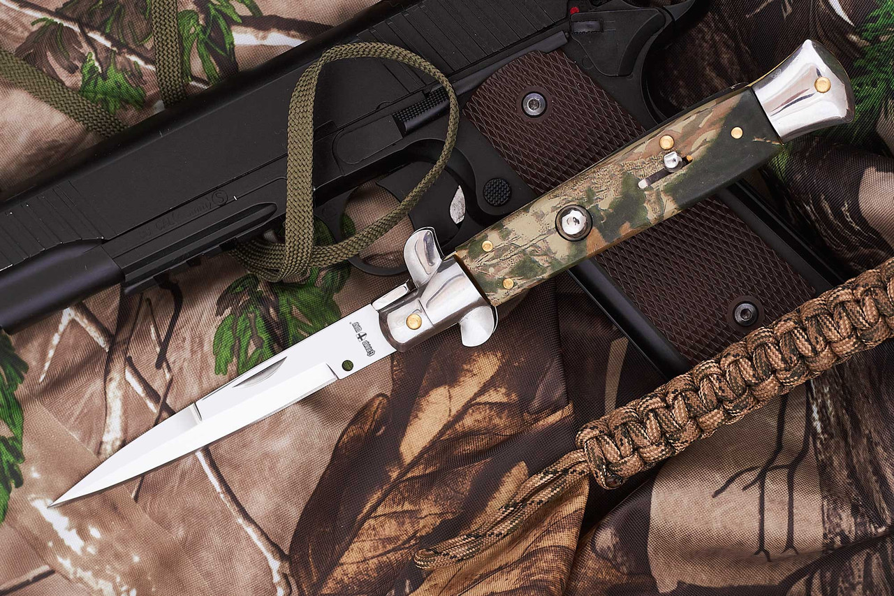 Нож выкидной на кнопке итальянский стилет (ручка камуфляж) 170201-15 ...