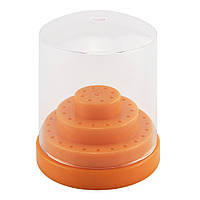 Подставка круглая с крышкой - контейнер для фрез (насадок), на 48 ячеек Оранжевый