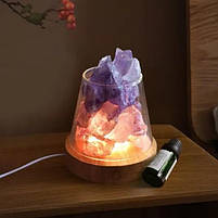 Компактна соляна лампа Doctor-101 Agata. Сольовий світильник нічник з гімалайською сіллю і фіолетовим кварцем, фото 2