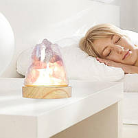 Компактна соляна лампа Doctor-101 Agata. Сольовий світильник нічник з гімалайською сіллю і фіолетовим кварцем, фото 4