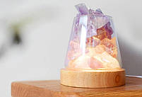 Компактна соляна лампа Doctor-101 Agata. Сольовий світильник нічник з гімалайською сіллю і фіолетовим кварцем, фото 7
