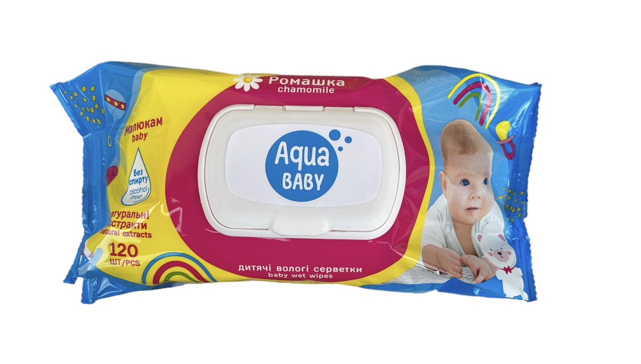 Вологі серветки з клапаном Aqua Baby 120 шт