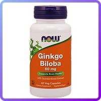 Препарат для підвищення розумової енергії і роботи мозку NOW Ginkgo Biloba 60 mg (60 капс) (224077)