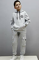 Спортивний костюм Карго на хлопчика 128-152 світло сірий