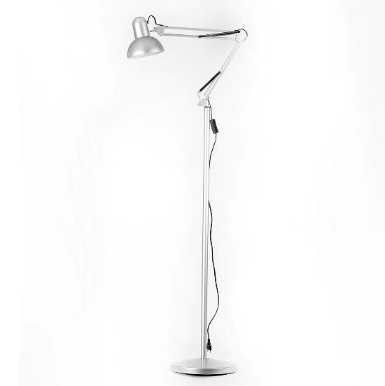 Світильник підлоговий торшер у стилі лофт сріблястий металік