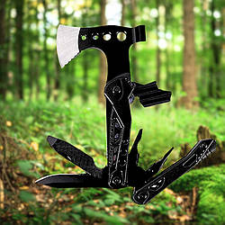 Багатофункціональний кишеньковий мультитул для кемпінгу полювання риболовлі 15в1 з 3 бітами ніж сокира молоток кусачки