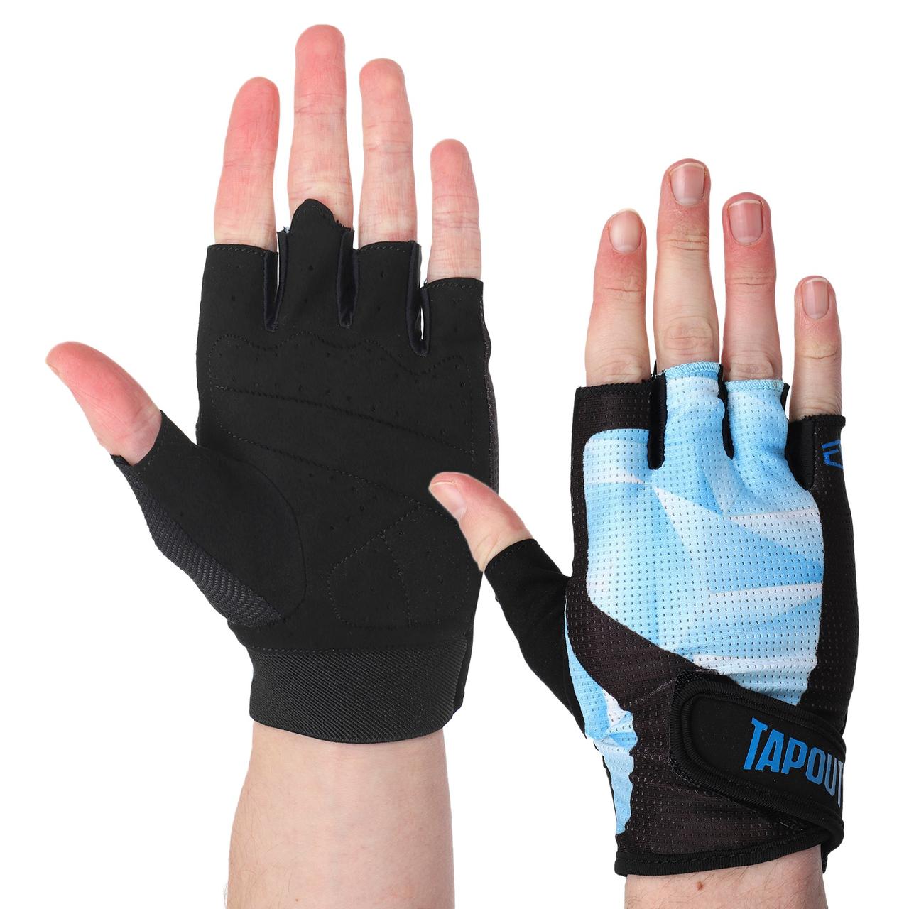 Рукавиці для фітнесу рукавички спортивні Tapout 168503 розмір L Black-Light Blue, фото 1