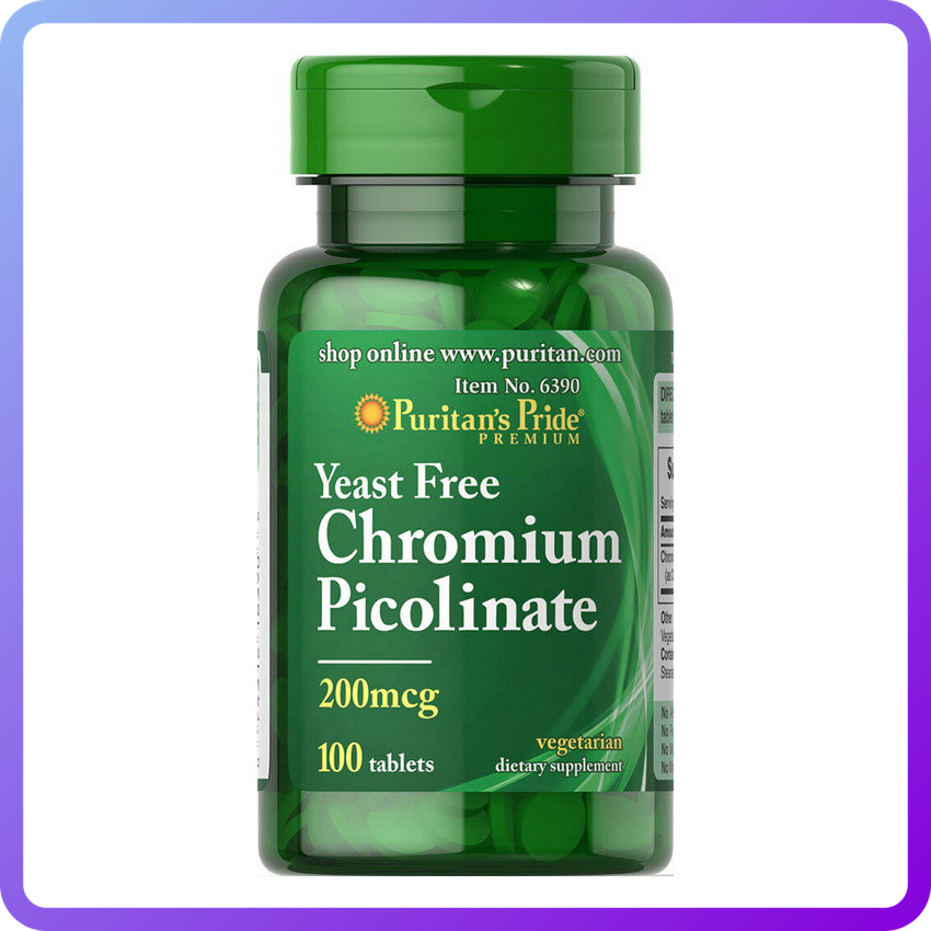Вітаміни і мінерали Puritan's Pride Chromium Picolinate 200 мкг Yeast Free (100 таб) (340077)