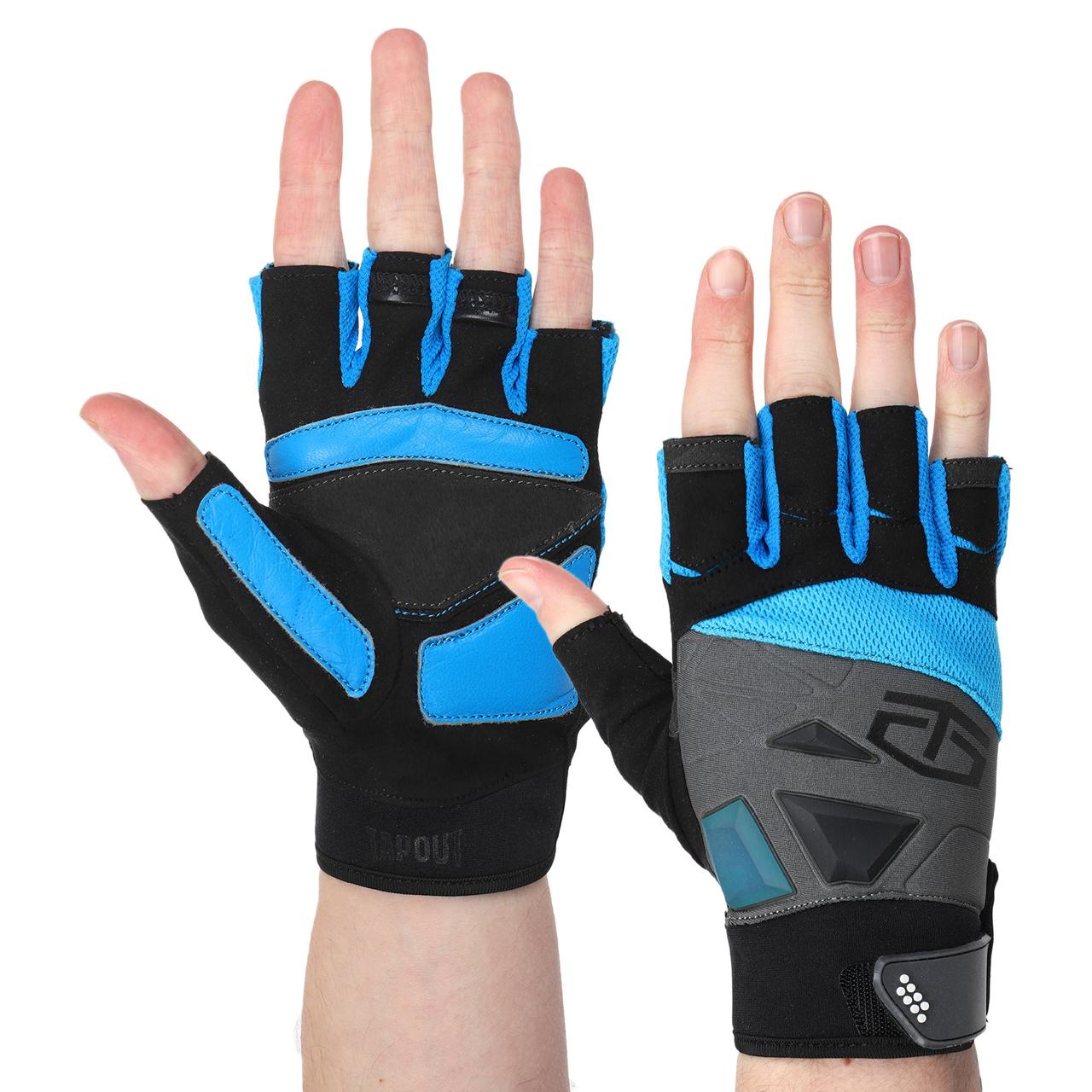 Рукавиці для фітнесу рукавички спортивні Tapout 168510 розмір L Black-Blue