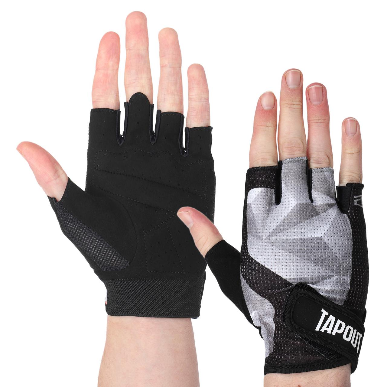 Рукавиці для фітнесу рукавички спортивні Tapout 168504 розмір L Black-Light Grey
