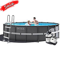 Каркасний басейн Intex 26326 Ultra XTR Frame 488х122 см круглий для всієї родини із пісочним фільтром