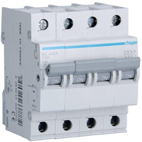 Автоматичний вимикач 4P 40А C MCN440 Hager