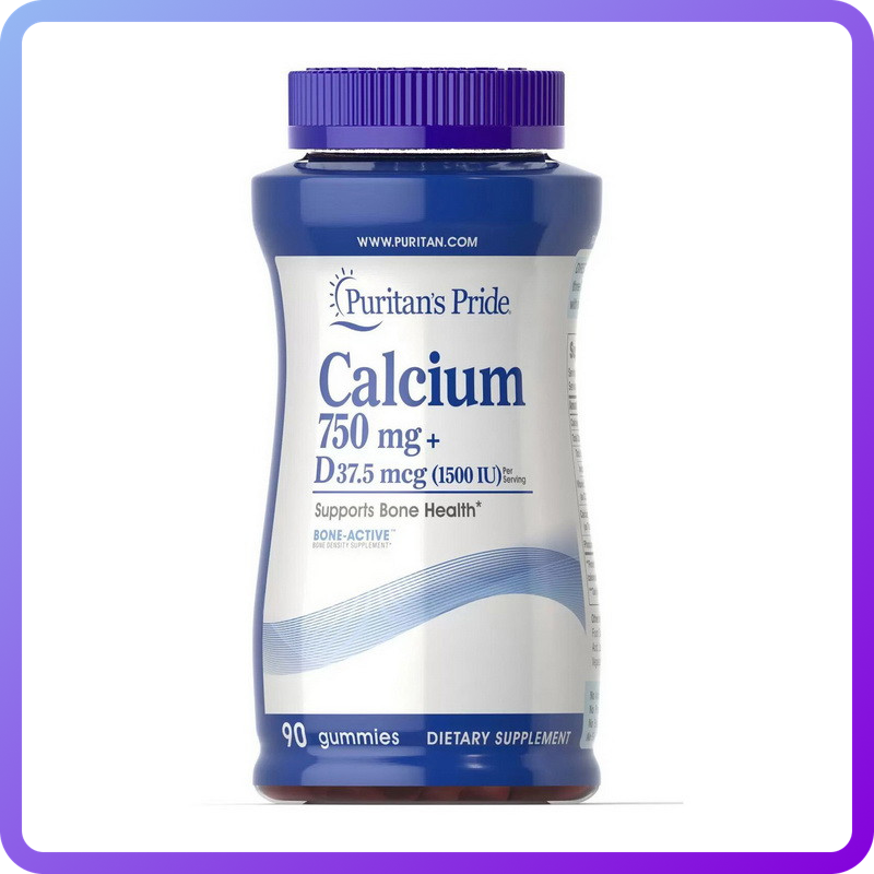 Вітаміни і мінерали Puritan's Pride Calcium 750 мг + D 37 5 мкг 90 жев.цукерки (346068)