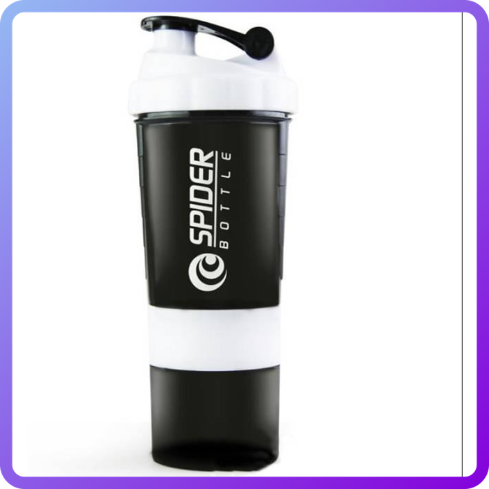 Шейкер SpiderBottle Mini2 Go NEON White (500 мл + 2 контейнера) Чорно-Білий (342683)