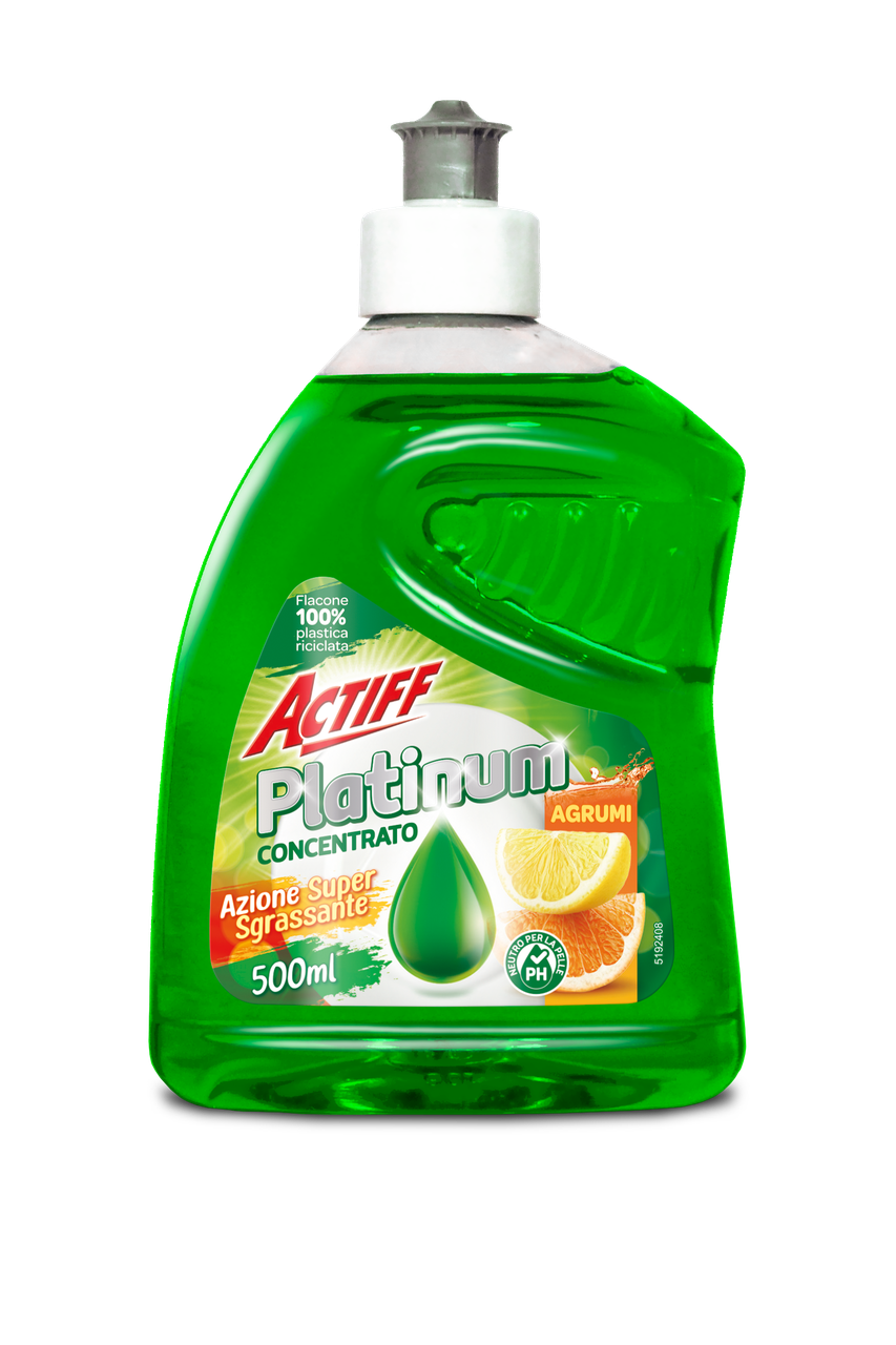 Засіб гель для миття посуду ACTIFF PIATTI AGRUMI PLATIN DISH WASHING GEL CITRUS 500 мл