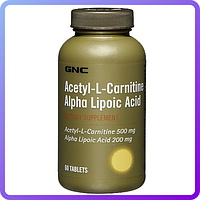 Жироспалювач GNC Acetyl L-Carnitine Alpha-Lipoic Acid (60 капс) (223275)