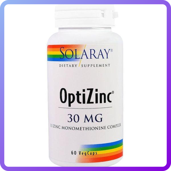 ОптиЦинк Solaray OptiZinc 30 мг 60 рослинних капсул (345069)